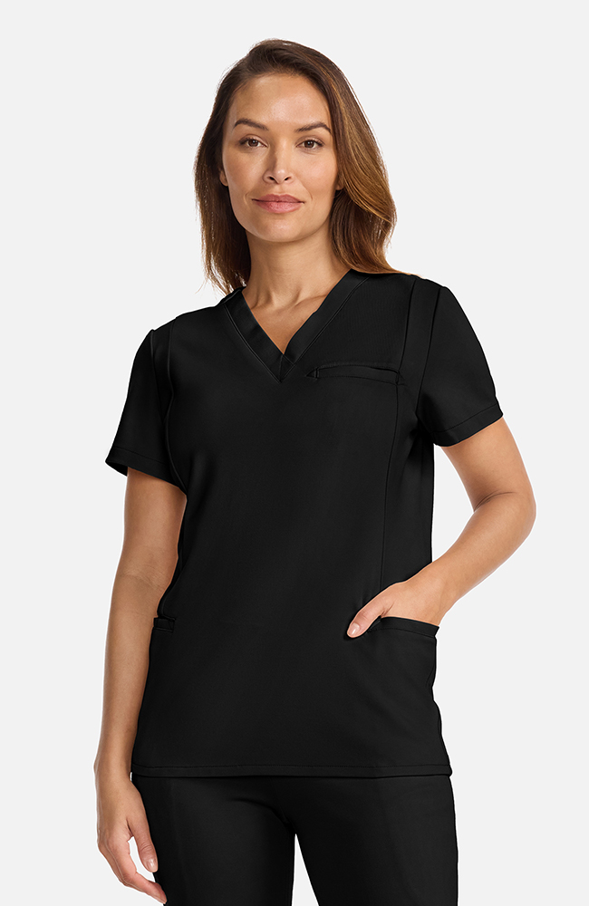 Women's Ponte V-Neck Scrub Top, , large