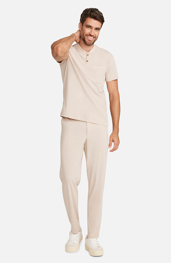 Men&rsquo;s Rib Collar Henley Scrub Top, , large