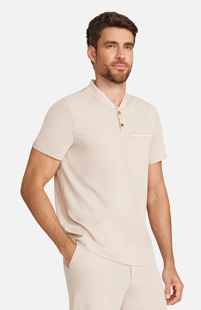 Men&rsquo;s Rib Collar Henley Scrub Top, , large