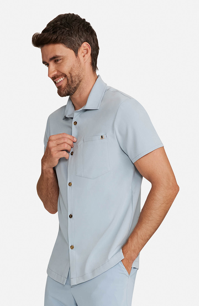 Men&rsquo;s Button-Up Short Sleeve Scrub Top, , large