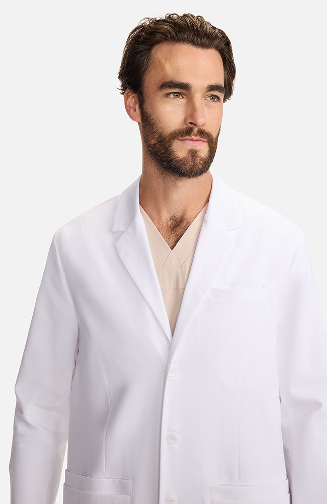 Men's Multi Pocket Mid Thigh Lab Coat 38&frac12;", WHT White | white, large
