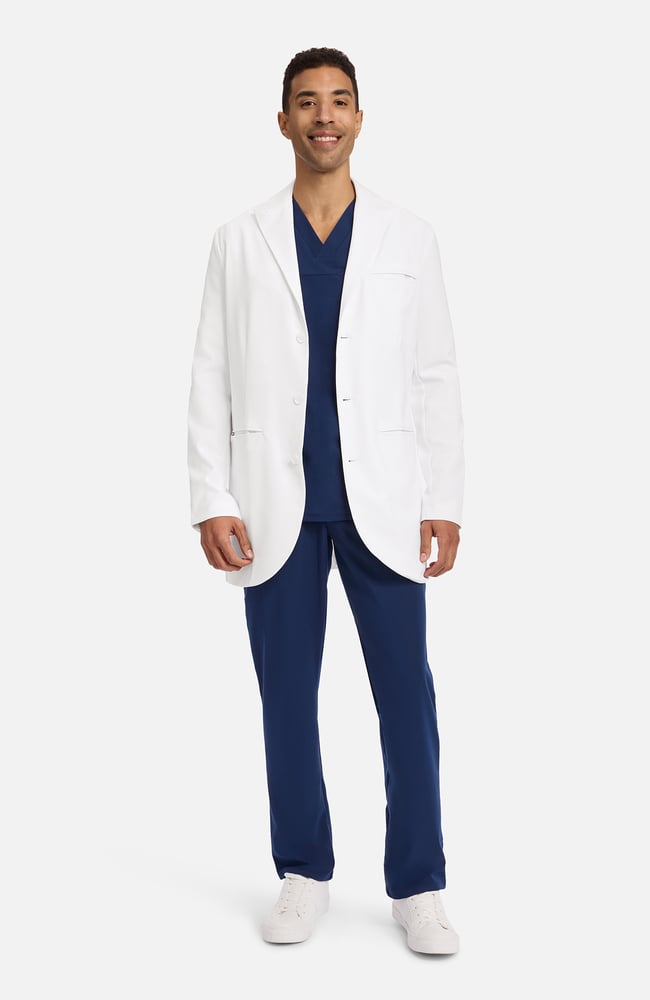 Men's Jonas Fitted 34&frac12;" Lab Coat , WHT White | white, large