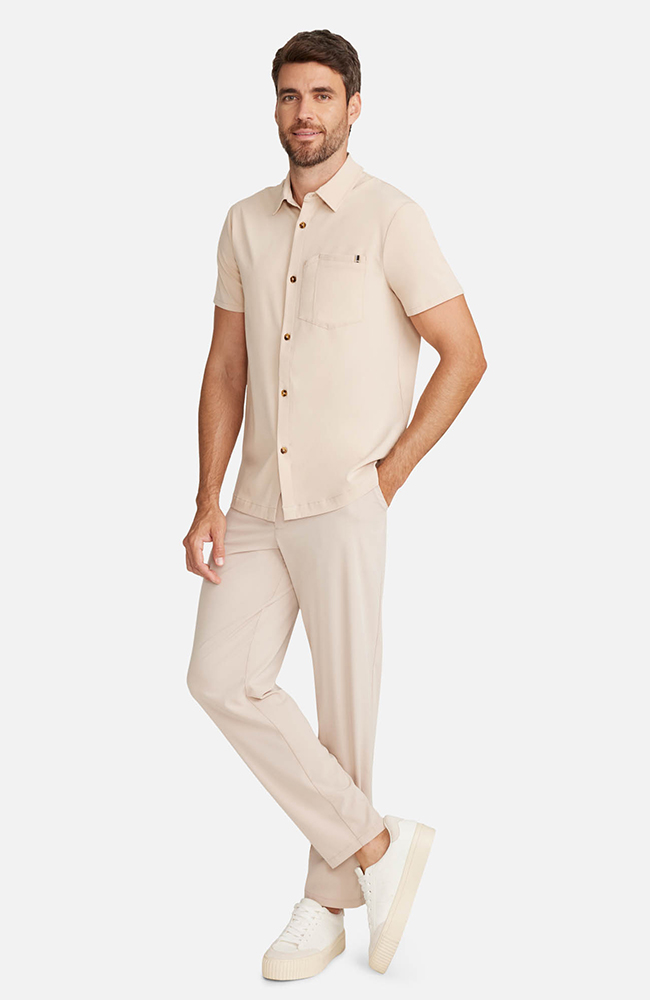 Men&rsquo;s Button-Up Short Sleeve Scrub Top, , large