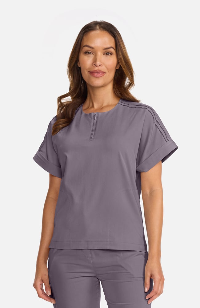 Women's Quarter-Zip Dolman Scrub Top, , large