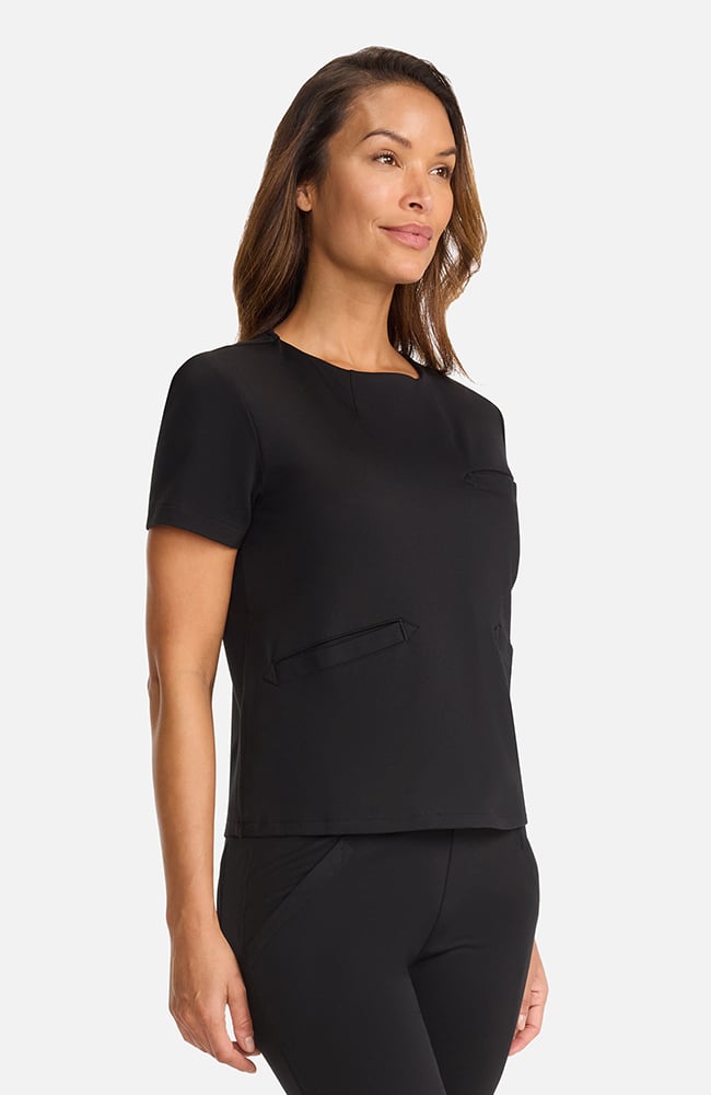 Women's Ponte Round Neck Scrub Top, , large