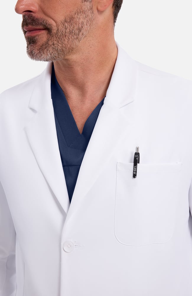 Men's Francis Patch Pocket 36" Lab Coat, WHT White | white, large