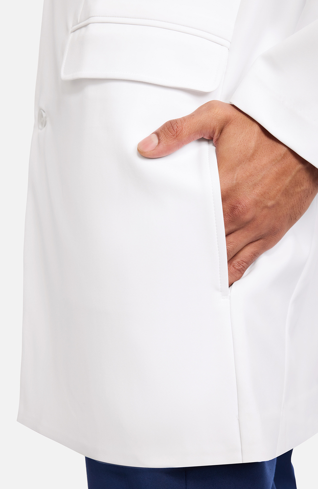 Men's Anthony Flap Pocket 38" Lab Coat, WHT White, large