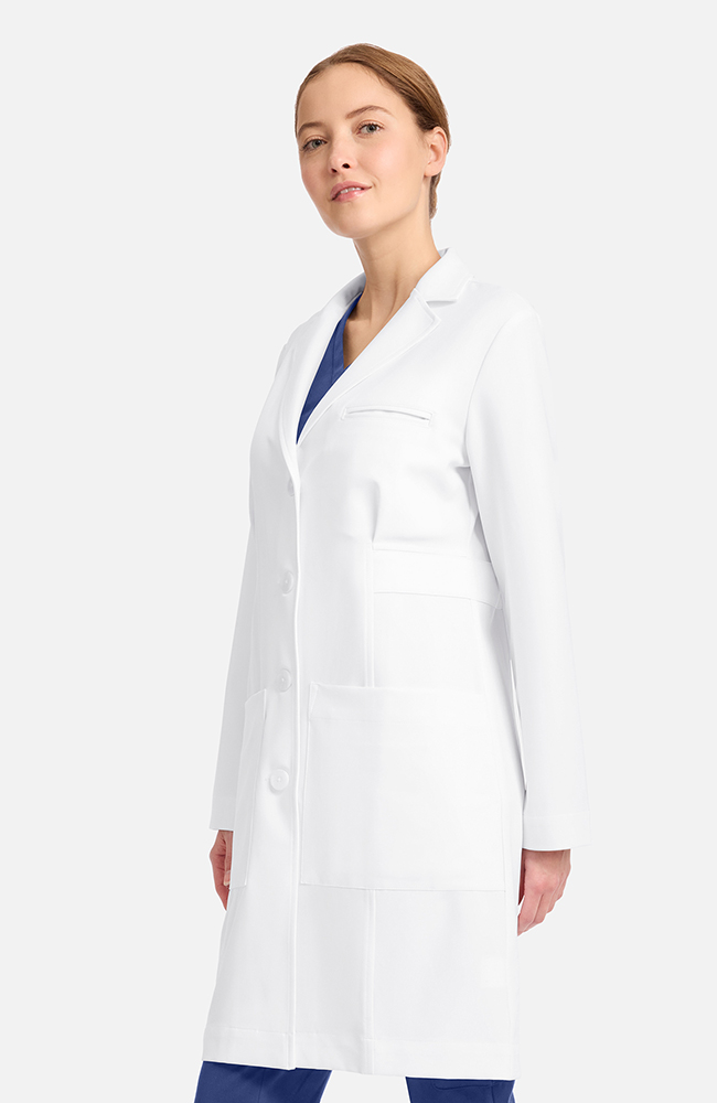 Women's Stella Princess Panel Darted 36½" Lab Coat, WHT White, large