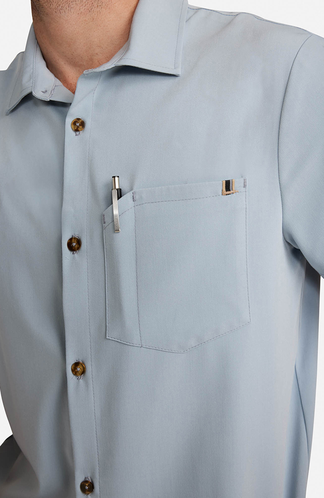 Men&rsquo;s Button-Up Short Sleeve Scrub Top, , large