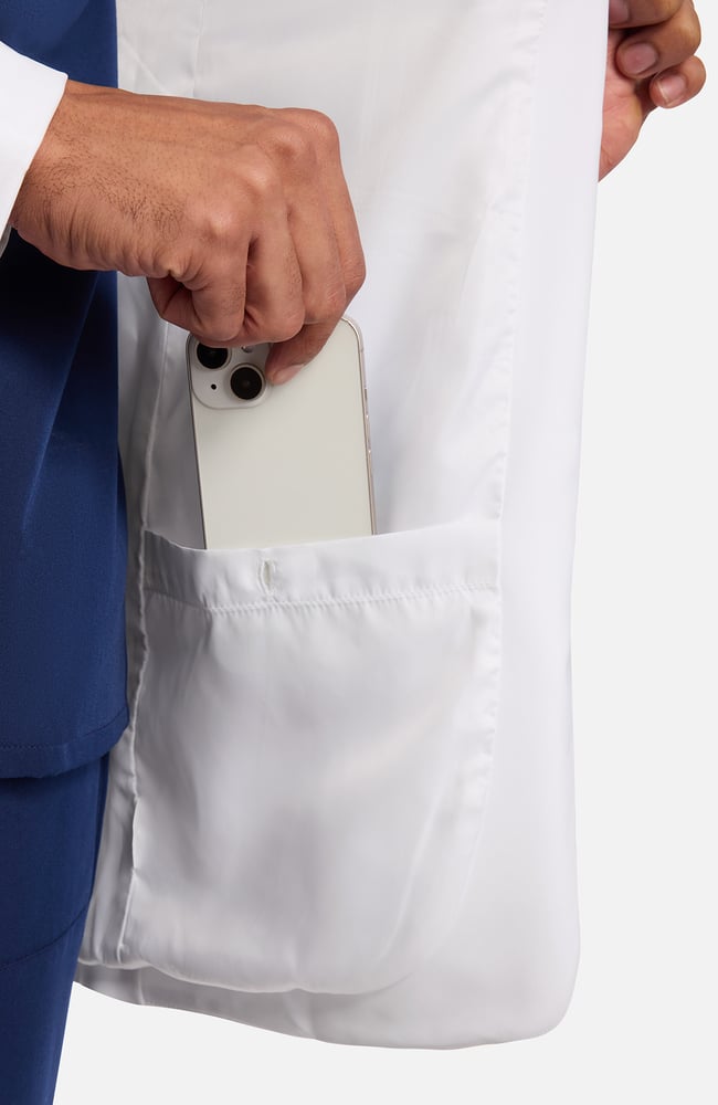 Men's Jonas Fitted 34&frac12;" Lab Coat , WHT White | white, large