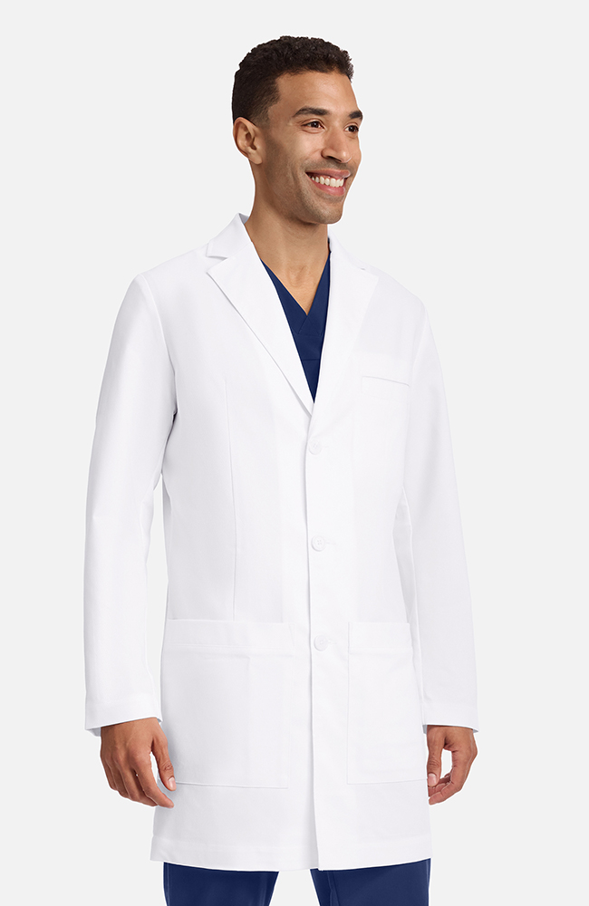 Men's Luca Patch Pocket 37½" Lab Coat, WHT White, large