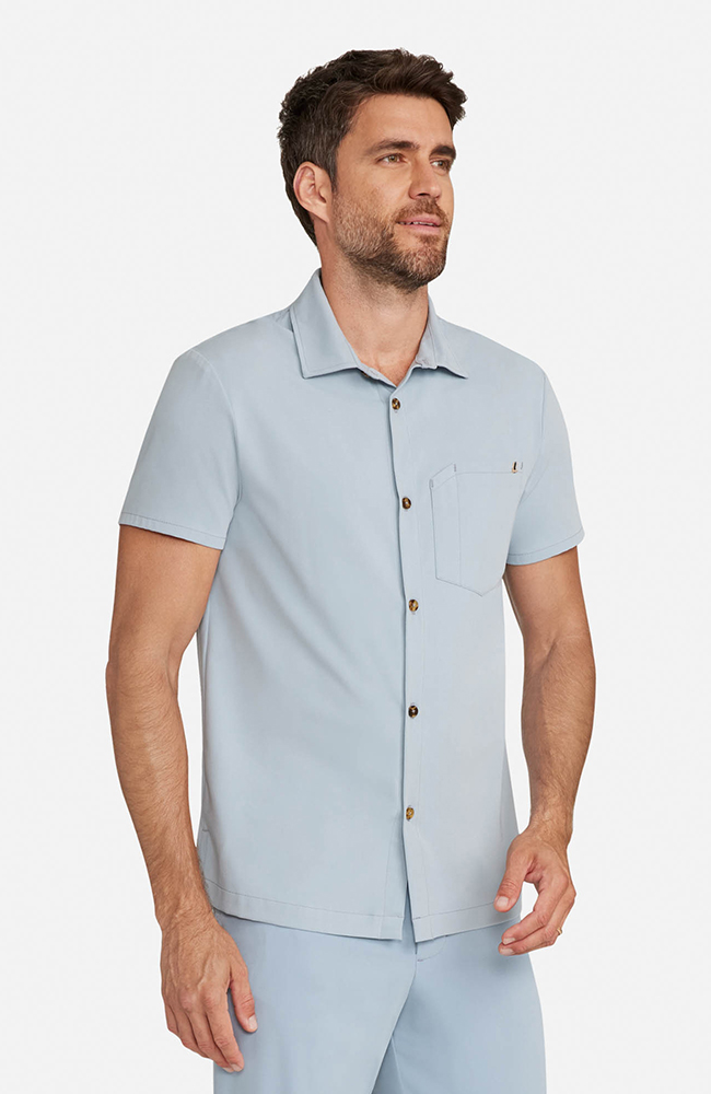 Men&rsquo;s Button-Up Short Sleeve Scrub Top, , large