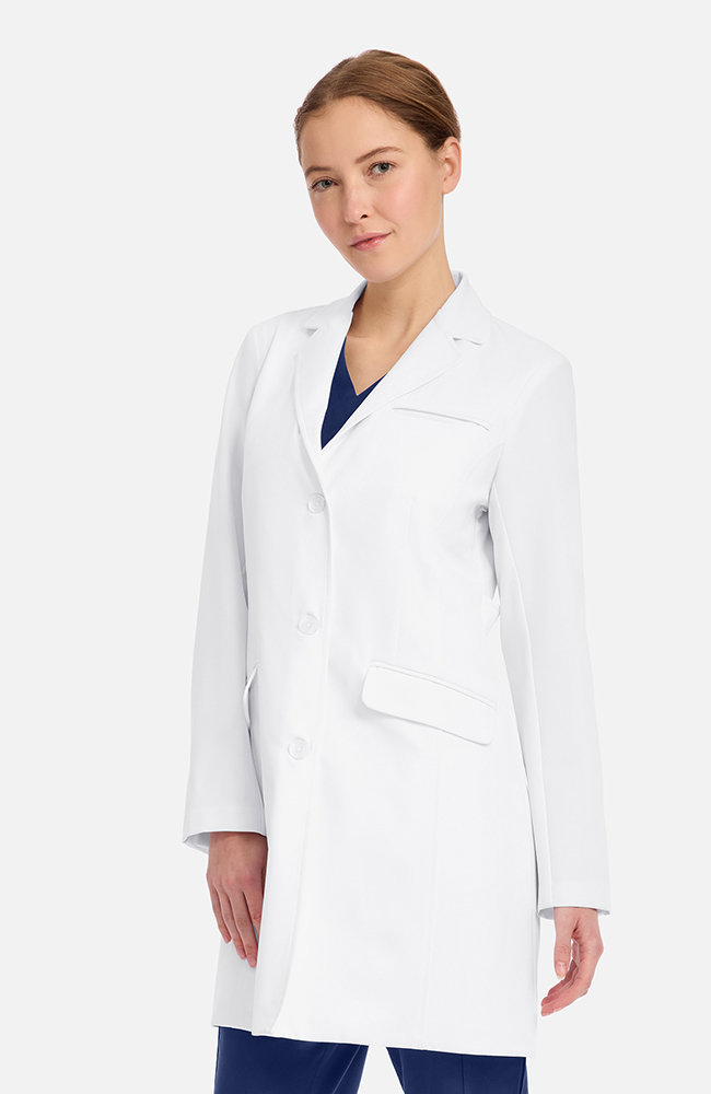 Women's Lise Flap Pocket 33&frac12;" Lab Coat, WHT White | white, large
