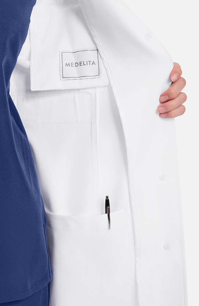 Women's Stella Princess Panel Darted 36½" Lab Coat, WHT White, large