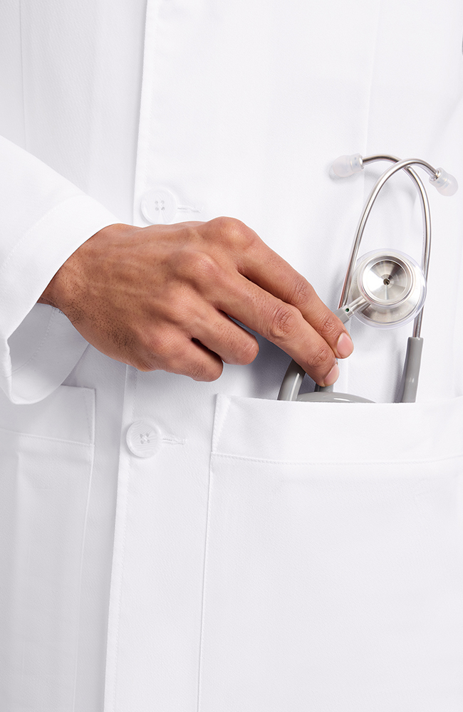Men's Luca Patch Pocket 37½" Lab Coat, WHT White, large