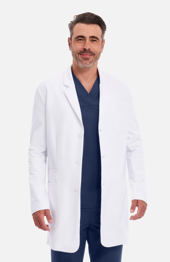 Men's Francis Patch Pocket 36" Lab Coat, WHT White | white, large